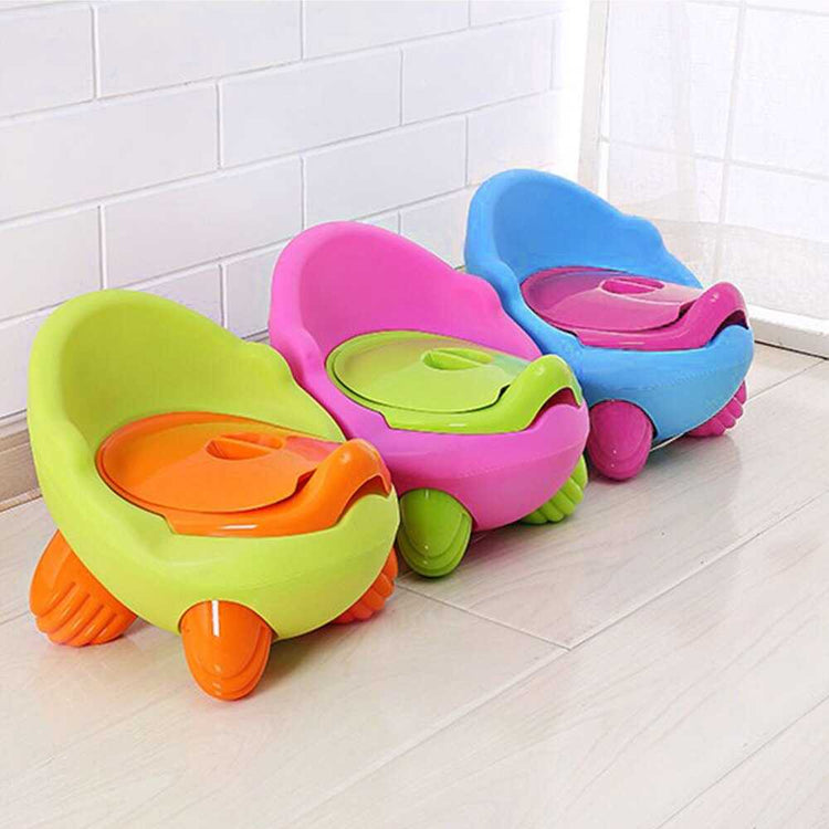 Close-up of cartoon potty training toilet seat soft child-friendly design
