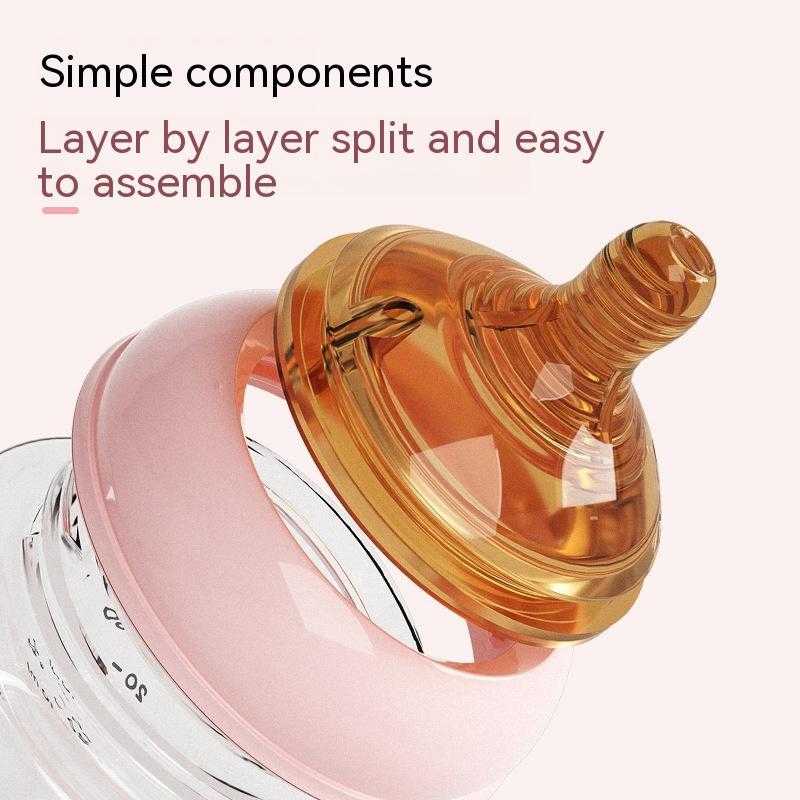 Wide mouth glass baby feeding bottle easy to clean and sterilize
