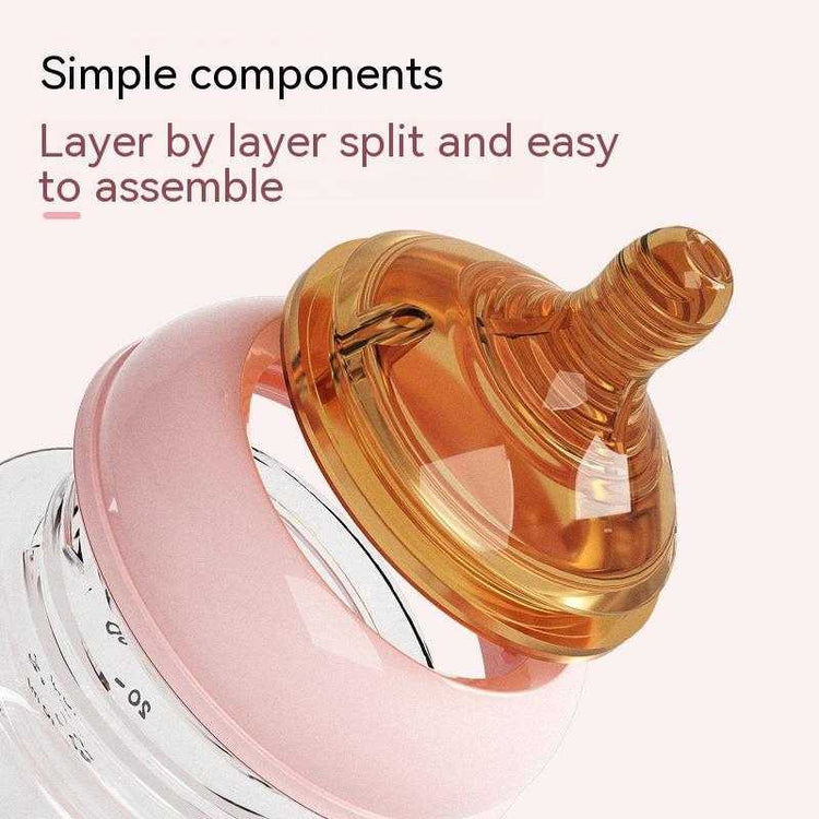 Wide mouth glass baby feeding bottle easy to clean and sterilize
