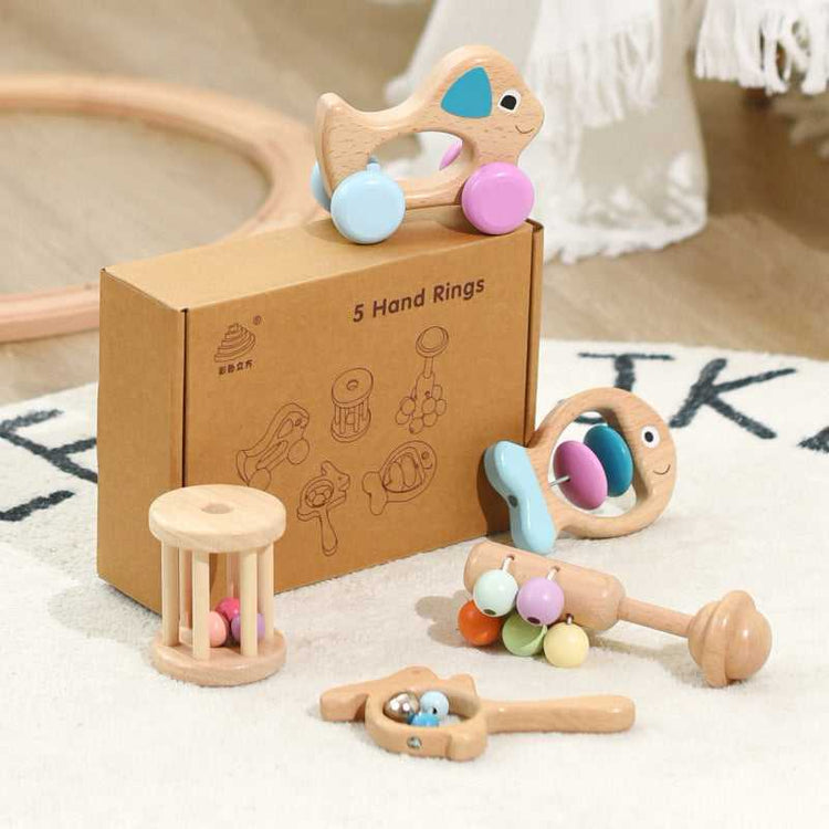 Beechwood Baby Rattle Set promoting sensory development
