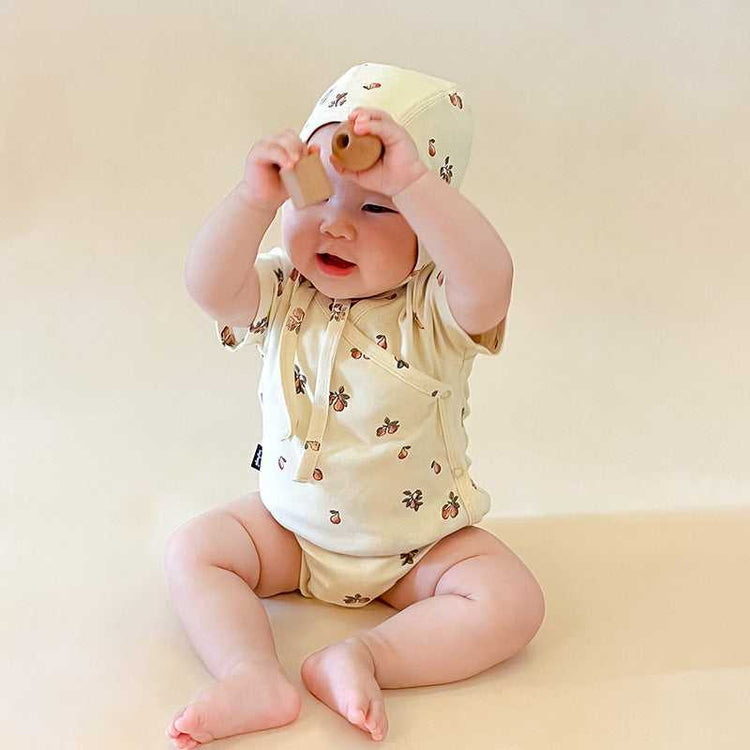 Lightweight Cotton Baby Romper Short Sleeve front view
