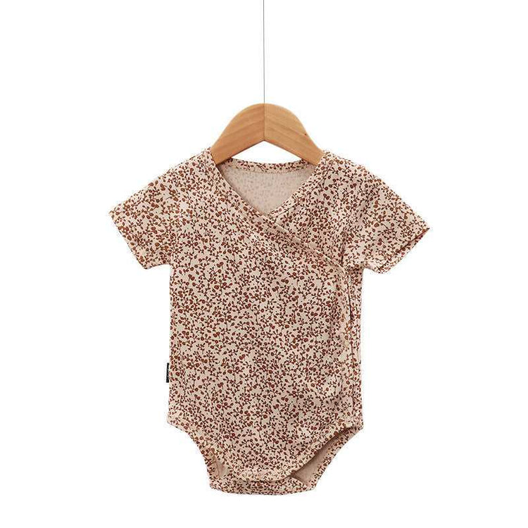 Lightweight Cotton Baby Romper Short Sleeve close-up fabric detail

