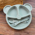 Toddler panda themed dinnerware with utensils
