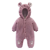 Warm Quilted Baby Romper Onesie with Snap Button Closure
