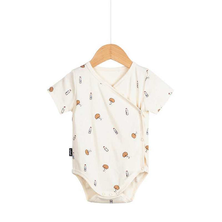 Lightweight Cotton Baby Romper Short Sleeve with snap-button closure

