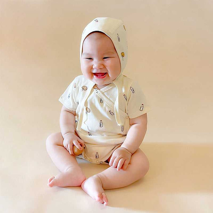 Baby wearing Lightweight Cotton Baby Romper Short Sleeve
