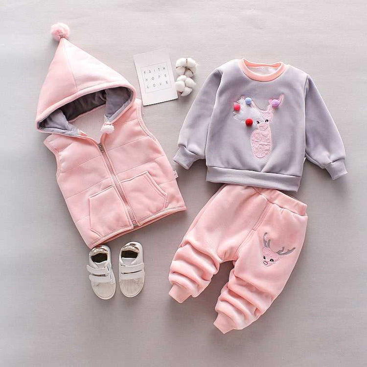 Warm Quilted Baby Romper Onesie with Snap Button Closure
