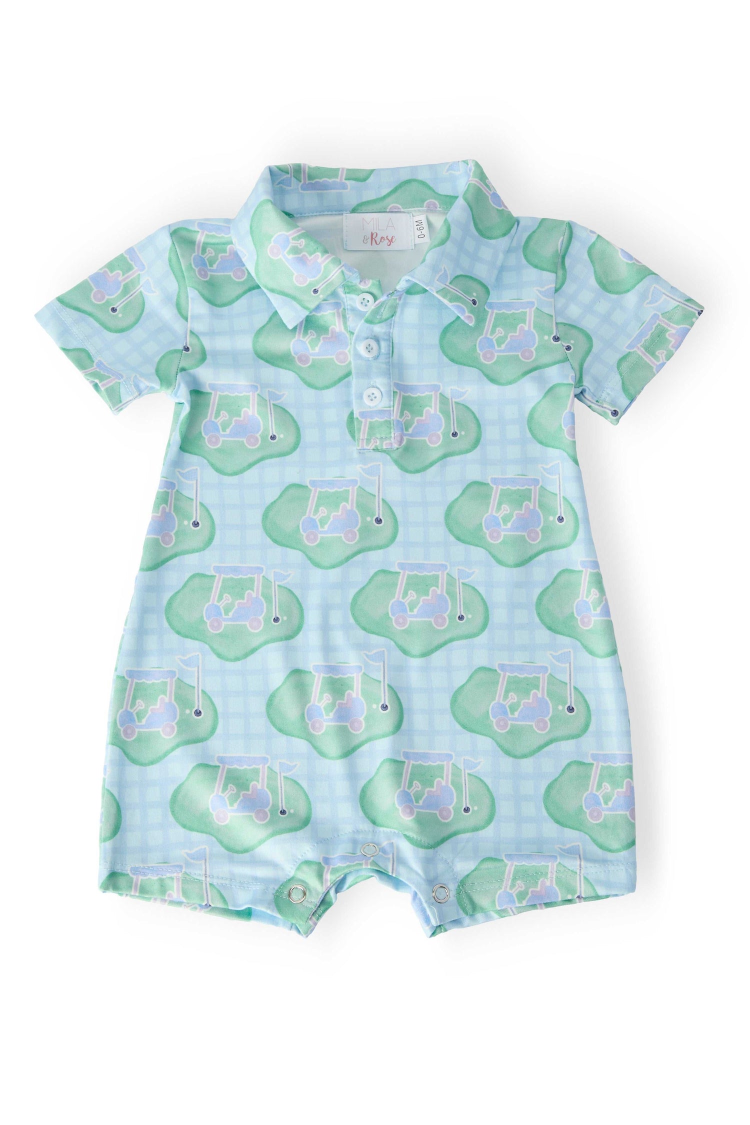 Golf-Inspired Baby Polo Shorty Romper Outfit