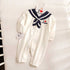 Close-up of Navy Style Newborn Baby Onesie breathable cotton material
