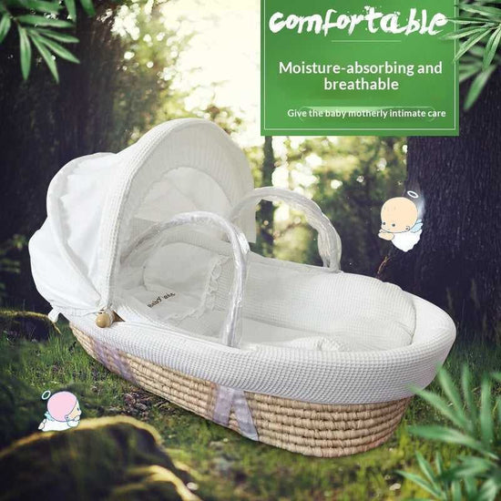 Handcrafted Corn Husk Baby Bassinet for Newborn Comfort