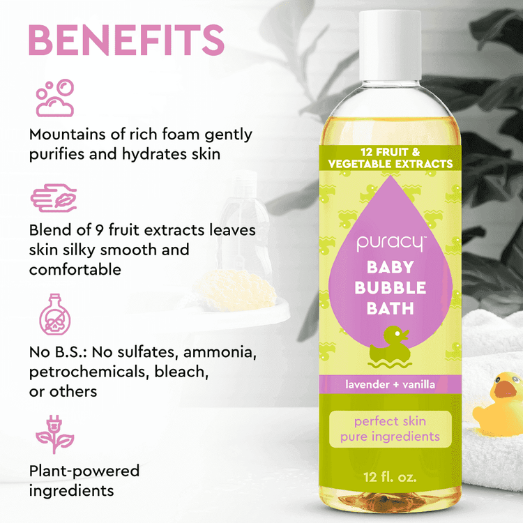 Benefits of Puracy Baby Bubble Bath with lavender and vanilla