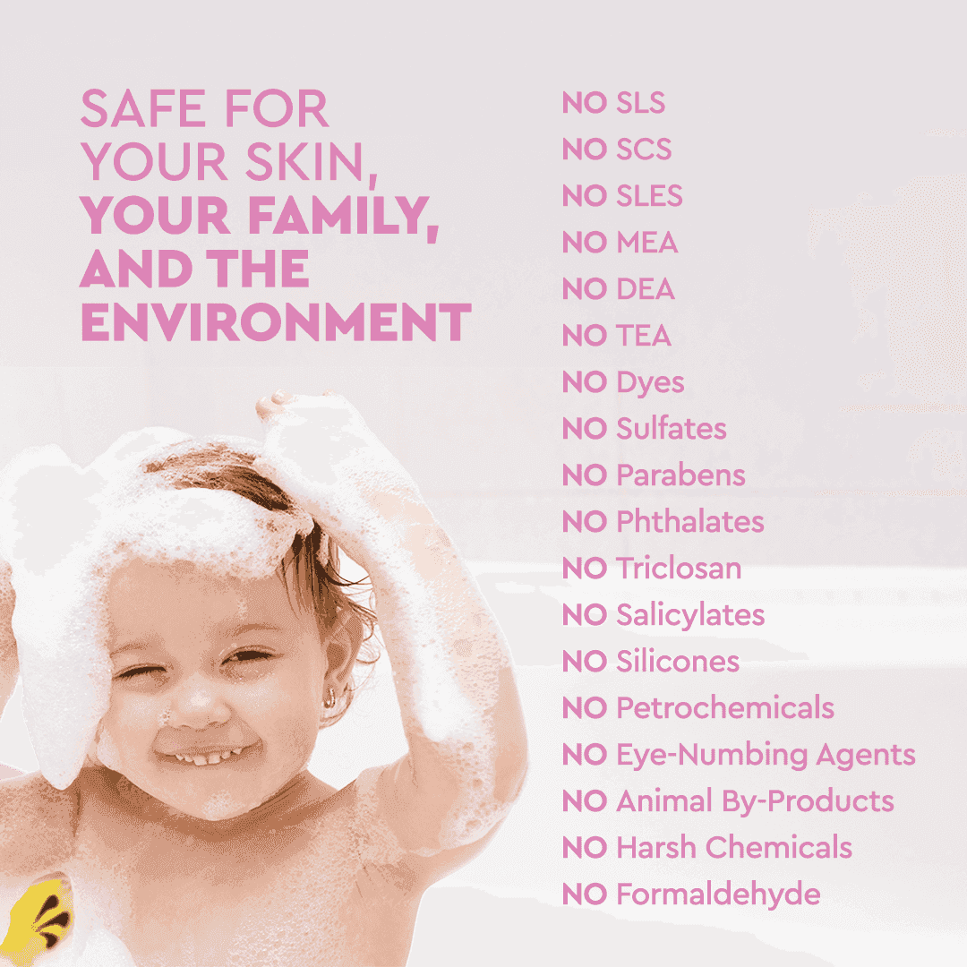 Purified Water, Coconut-Derived Cleansers, Glycerin, Aloe Vera, Chamomile, Lavender Oil, Vanilla Extract, Calendula, Vitamin B5, Natural Preservatives.