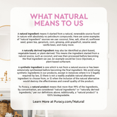 Text explaining natural ingredients and their sources